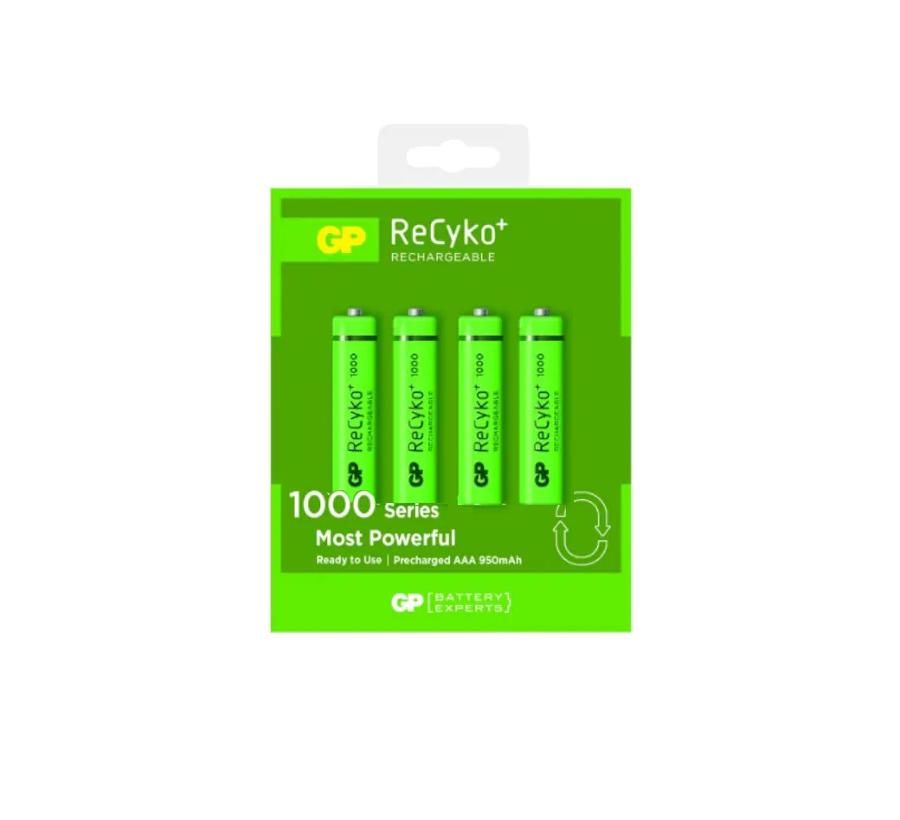 ŞARJLI PİL AAA İNCE KALEM 1000MAH (4 ADET) GP RECYKO R03