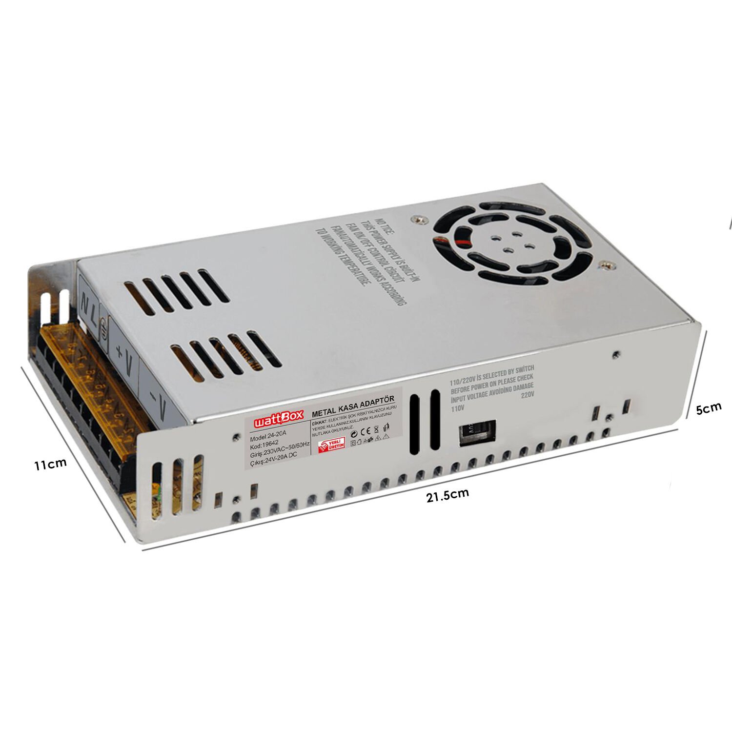 ADAPTÖR 24V 20A METAL KASA WATTBOX