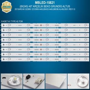 MBLED (8X245) 40 İnç Arçelik Beko Grundig Altus 2013Arc40 3228N1 Zcc606 A40Lb5433 A40Lb6536 Al40L5531 Rev1.0