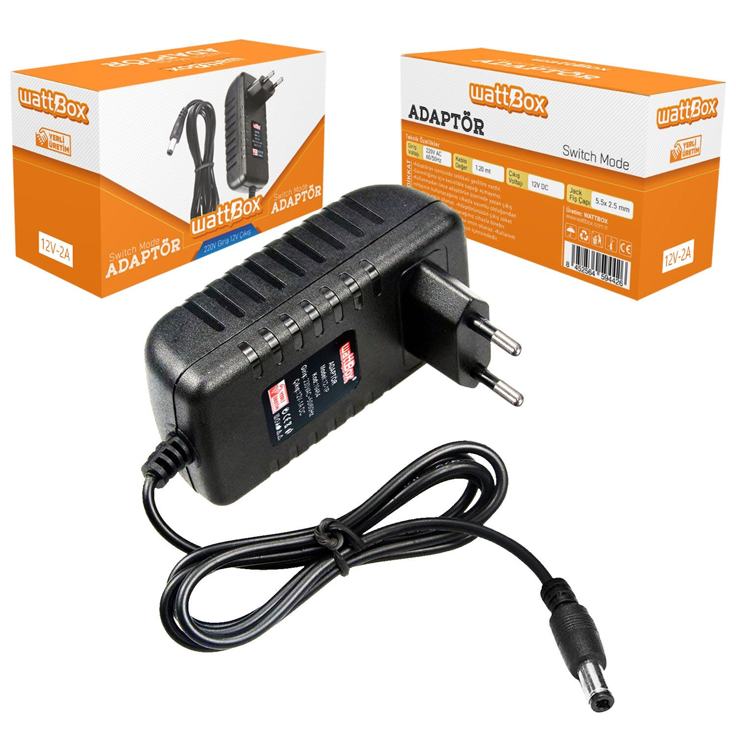 ADAPTÖR 12V 2A 5.5X2.5MM WATTBOX