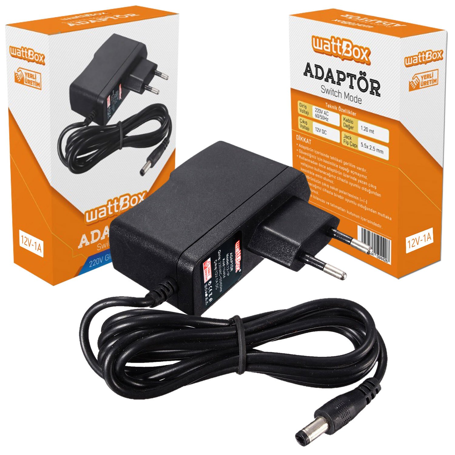 ADAPTÖR 12V 1A 5.5X2.5MM WATTBOX