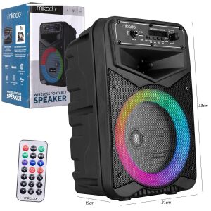 AKTİF SEYYAR ANFİ EL MİKROFONLU 20CM 15W BT/USB LEDLİ MİKADO MD-802KP