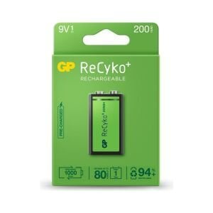 ŞARJLI PİL 9V 200MAH Nİ-MH RECYKO GP 20R8H