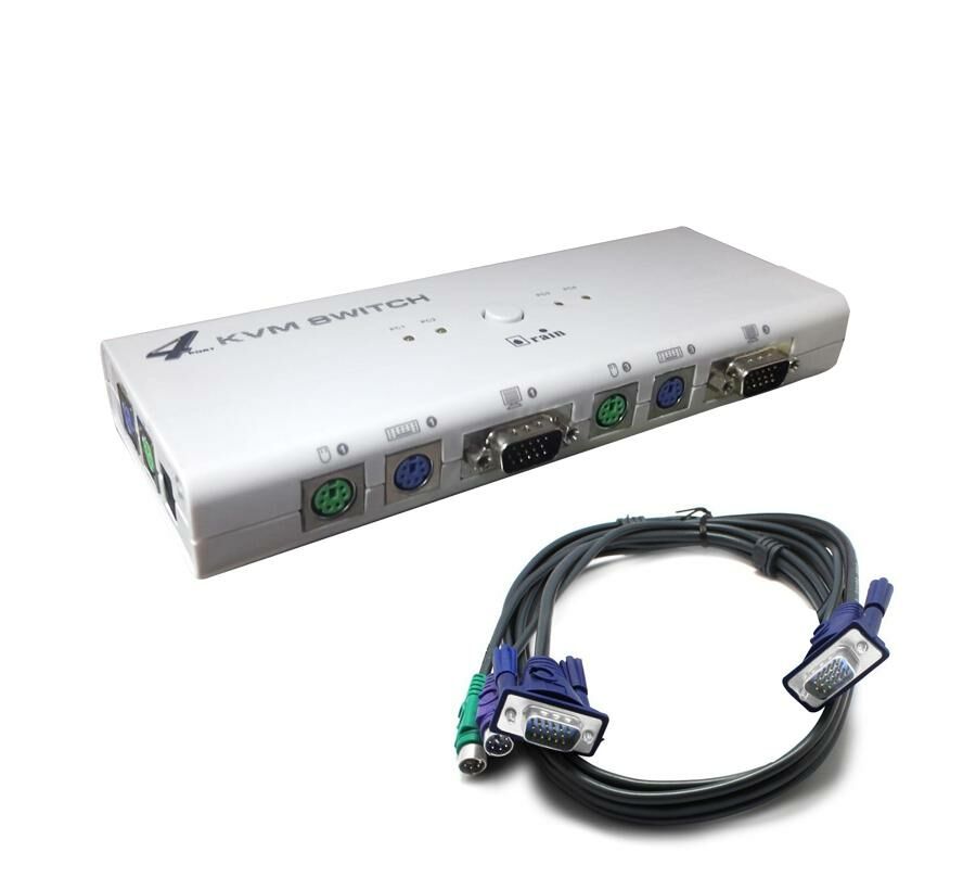 KVM SWITCH 4 PORT KABLOLU RAİN R-74A
