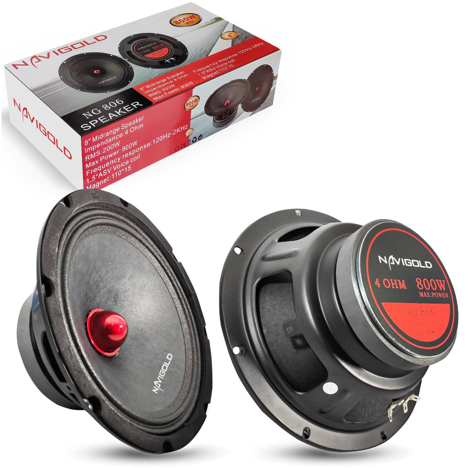 OTO MIDRANGE 20CM 800W 2 ADET NAVIGOLD NG-806