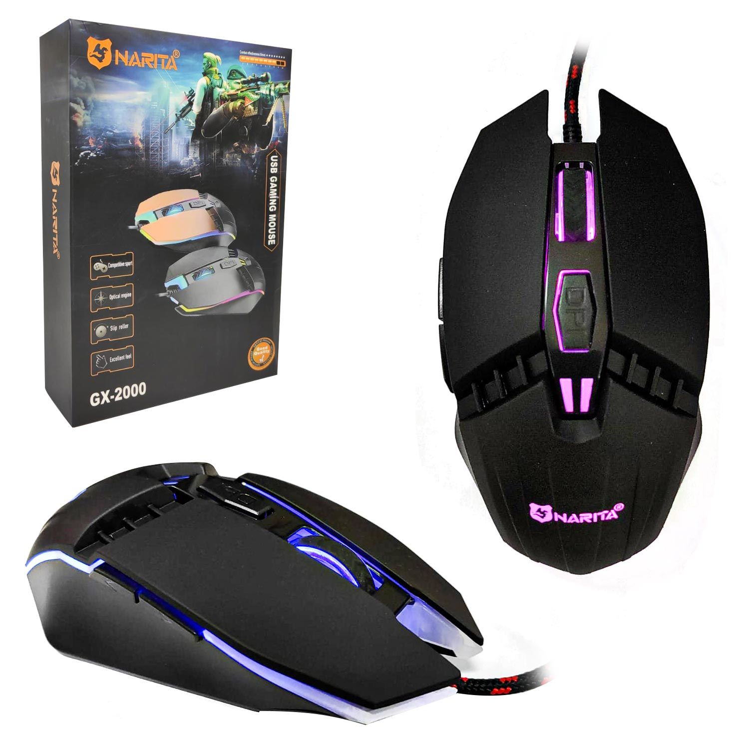 KABLOLU OYUNCU MOUSE 1600DPI LEDLİ NARİTA GX-2000