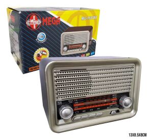 RADYO NOSTALJİ ŞARJLI BT/USB/SD/AUX/FM MEGA MG-1537BT
