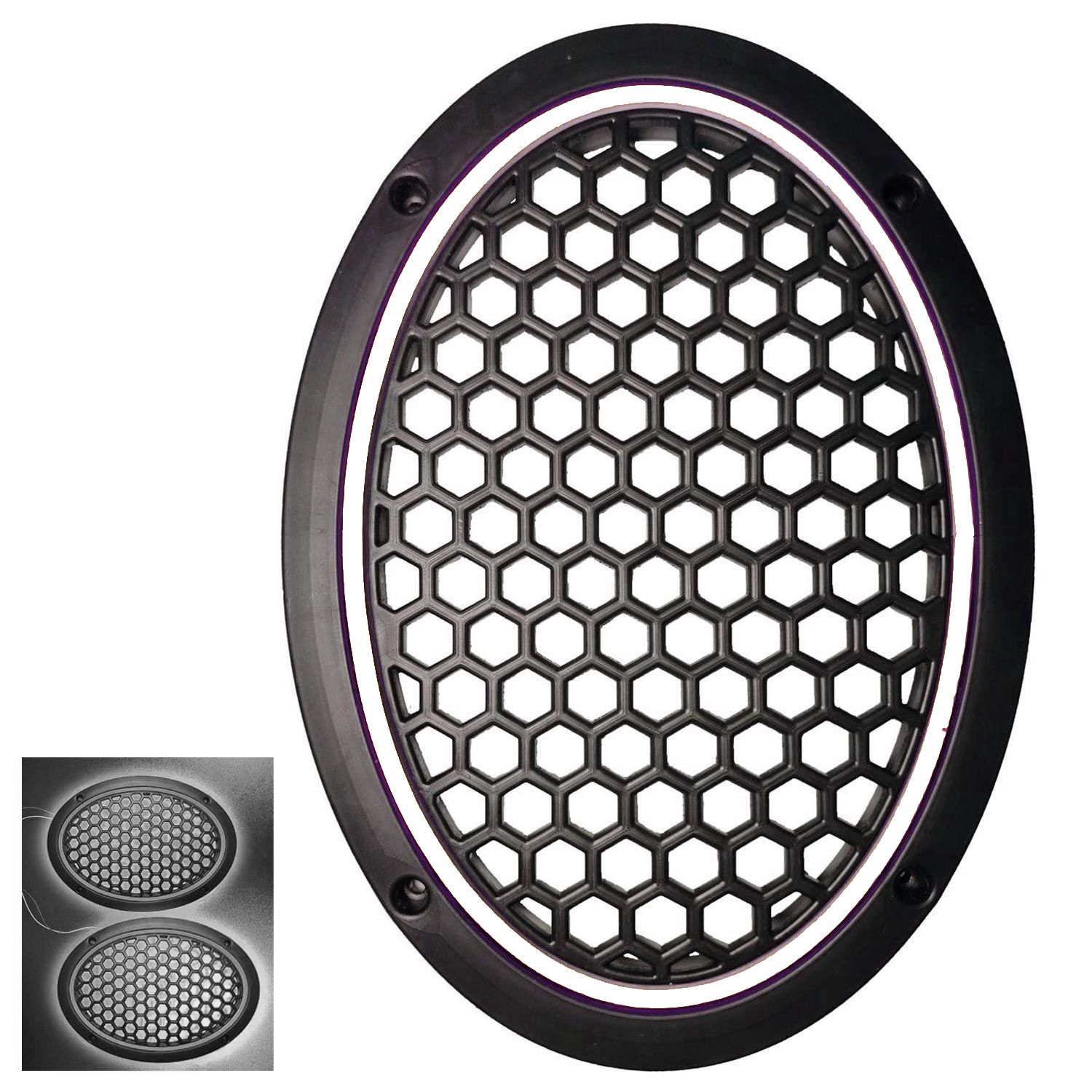 AZN Midrange Kapağı Neon Ledli Oval Turkuaz 2 Adet