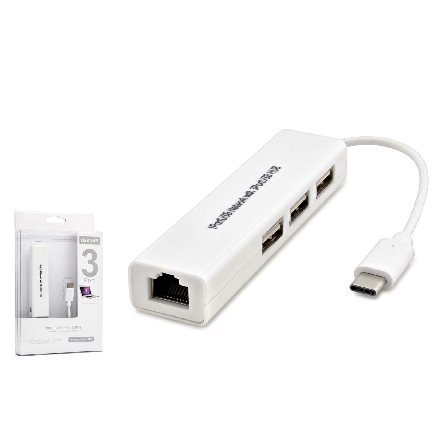 ÇEVİRİCİ RJ45 ETHERNET TO TYPE-C USB HUB 3 PORT HADRON HN-4545