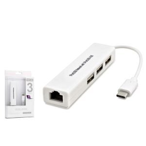 ÇEVİRİCİ RJ45 ETHERNET TO TYPE-C USB HUB 3 PORT HADRON HN-4545