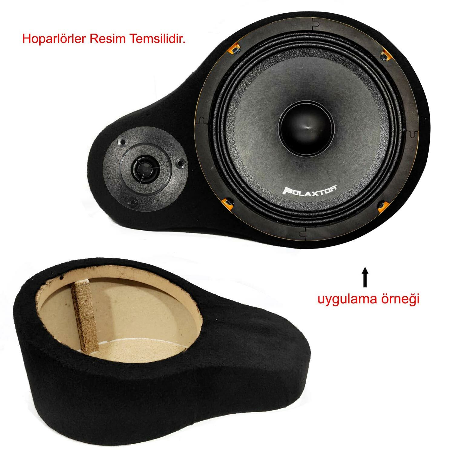 BOŞ KABİN 20CM HOPARLÖR 8CM TWEETER YUVALI SET YÜKSELTME SİYAH MDF (2 ADET)