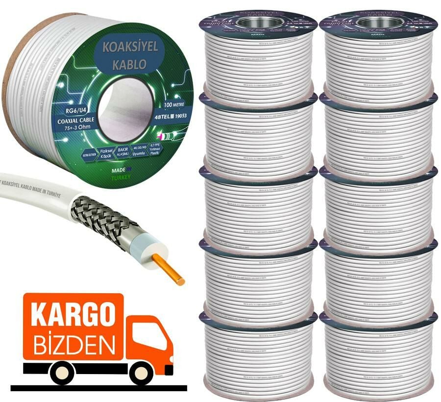 ANTEN KABLOSU RG6/U4 48TEL 100MT CABLECABLE (10 ADET KARGO BİZDEN)