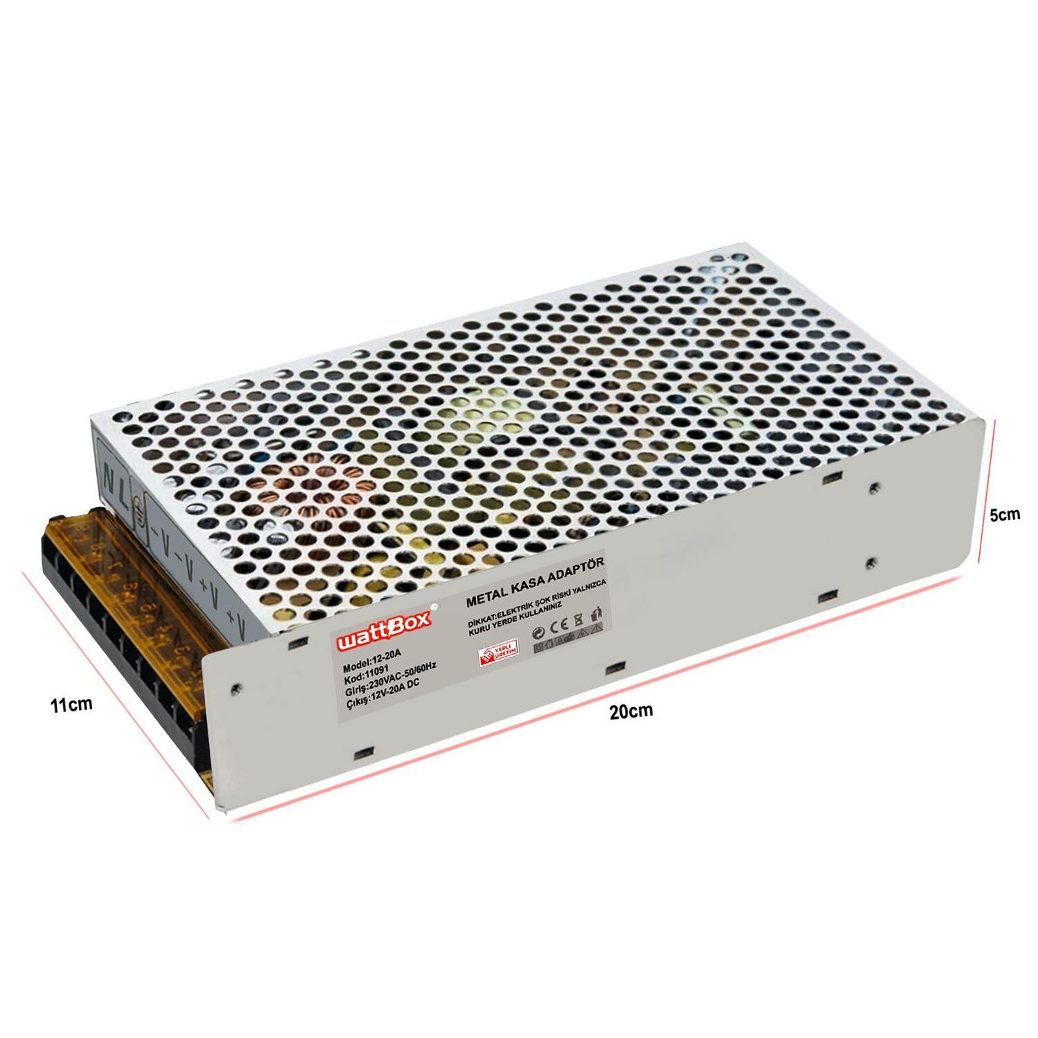 ADAPTÖR 12V 20A METAL KASA WATTBOX