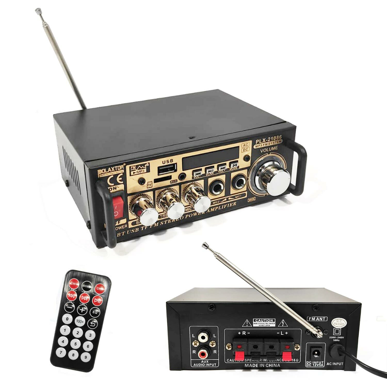 ANFİ MİNİ BT/USB/SD/FM 12V/220V 400W POLAXTOR PLX-21086