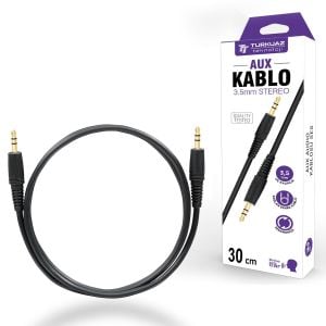 AUX KABLOSU GOLD 3.5MM SİYAH 30CM TURKUAZ