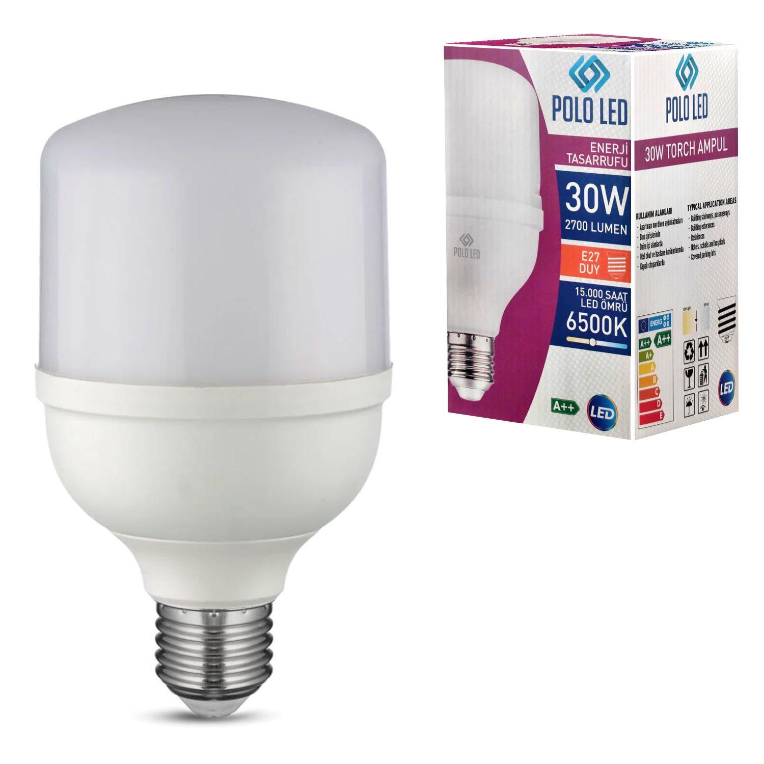 TOURCH LED AMPÜL 220V 30W 2700 LÜMEN BEYAZ E27 POLO LED