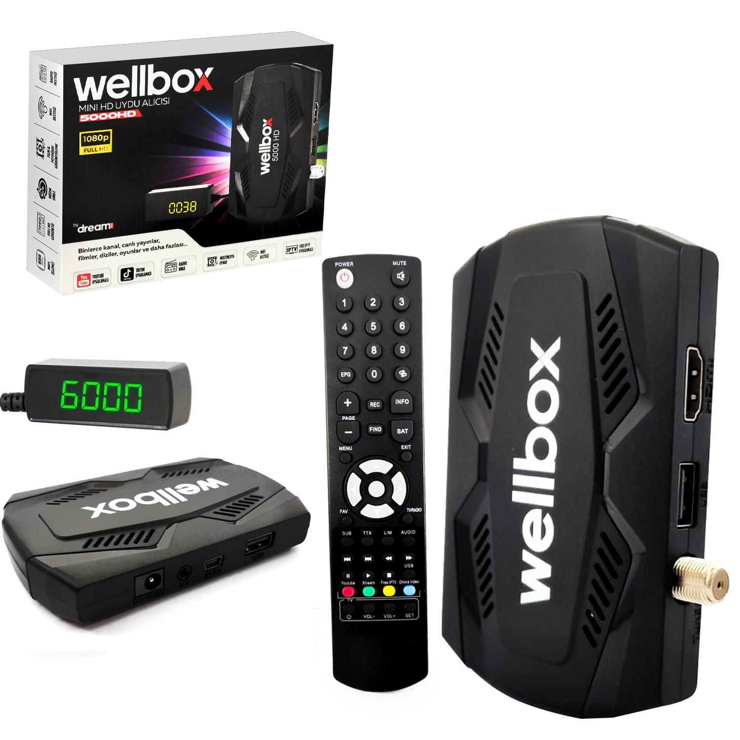 WELLBOX 5000HD Uydu Alıcı Mini Full Hd Youtube Wifi Destekli