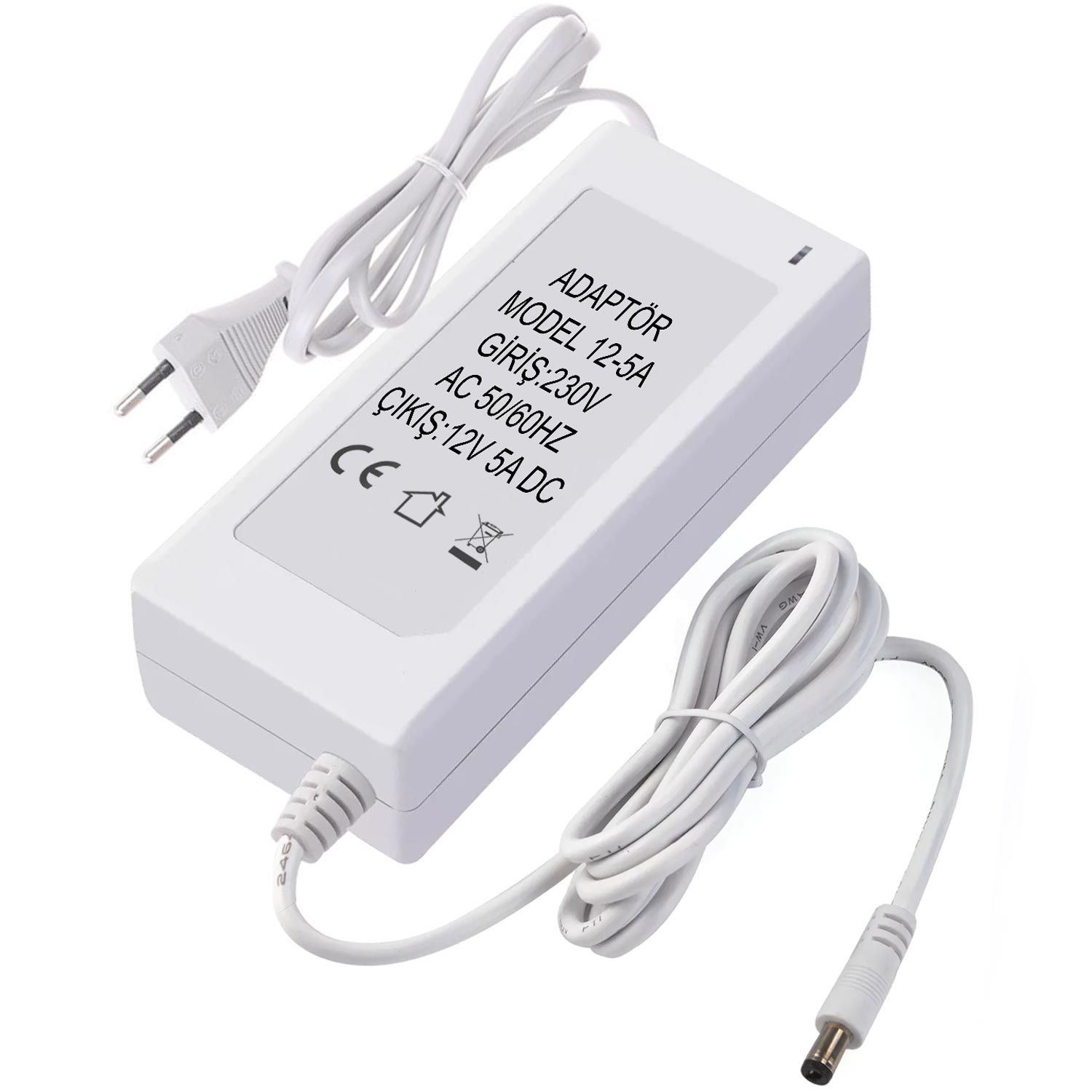 ADAPTÖR 12V 5A 5.5X2.5MM MASA TİP BEYAZ WATTBOX