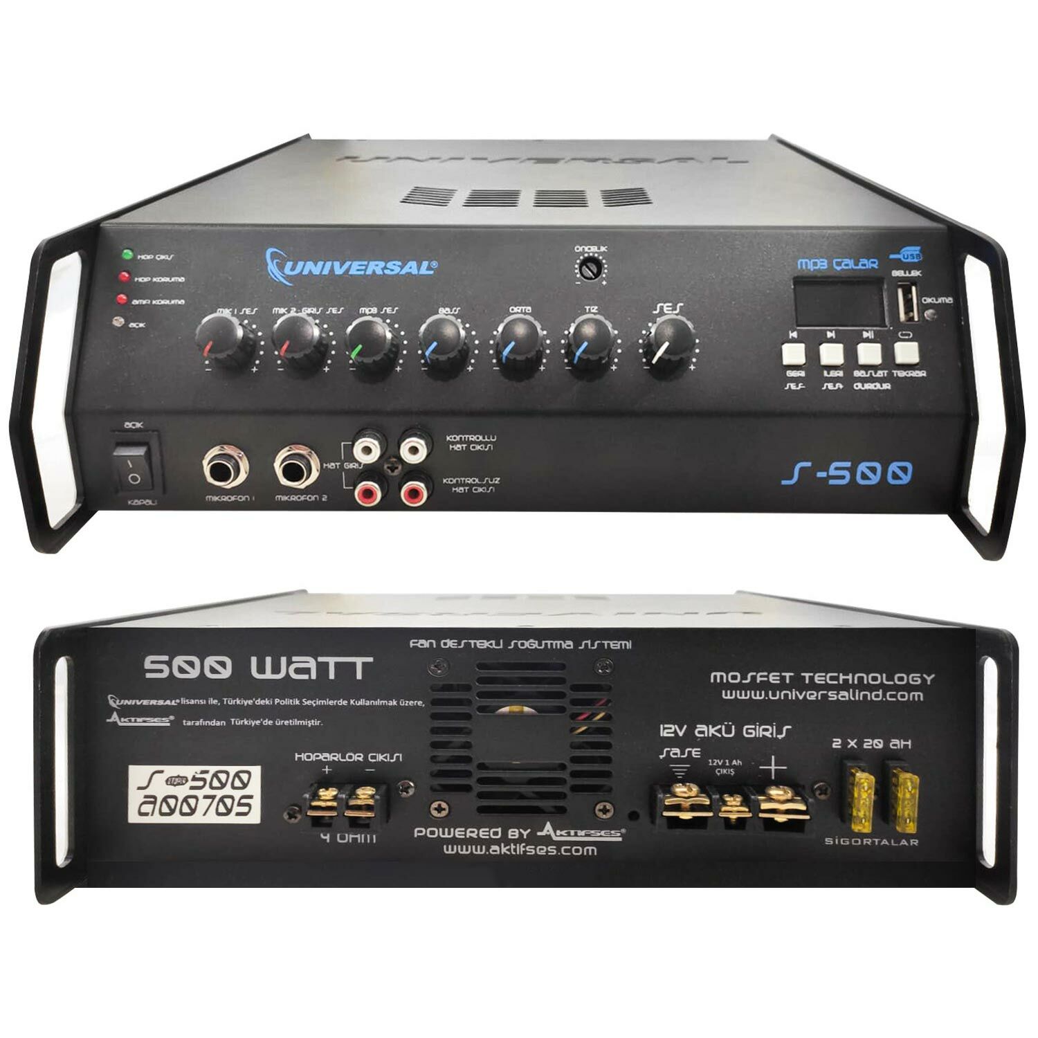 SEÇİM ANFİSİ 500W USB 12V UNIVERSAL S-500W