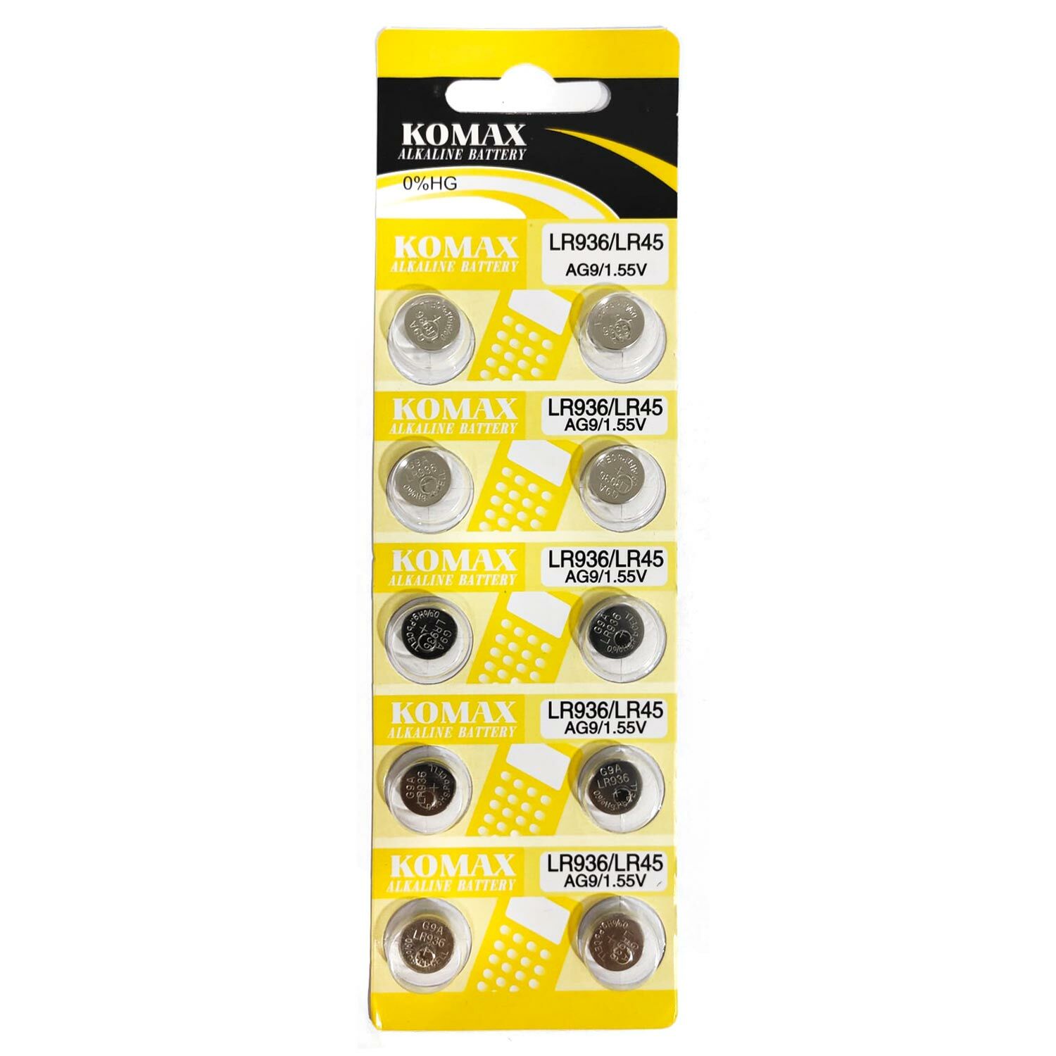 PİL DÜĞME AG9 LR936 1.5V (10 ADET) KOMAX