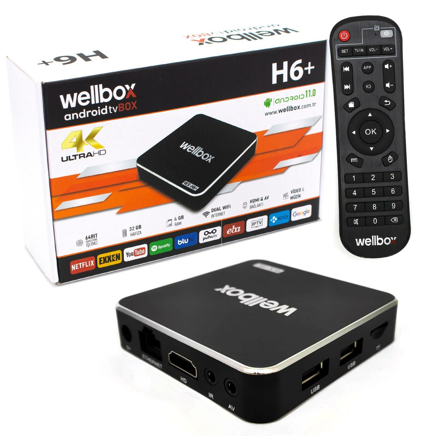 ANDROİD TV BOX 4GB RAM 32GB ROM WELLBOX WX-H6+
