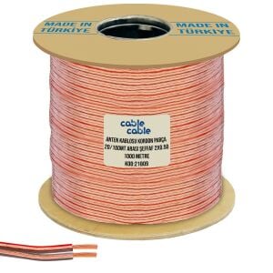HOPARLÖR KABLOSU KORDON PARÇA 50/100MT ARASI 2X0.50 ŞEFFAF 1000MT CABLECABLE