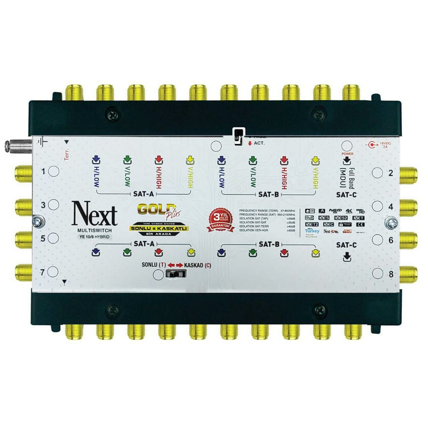 UYDU SANTRAL 10/8 SONLU KASKATLI MULTISWITCH HİBRİT (ADAPTÖR DAHİL) NEXT