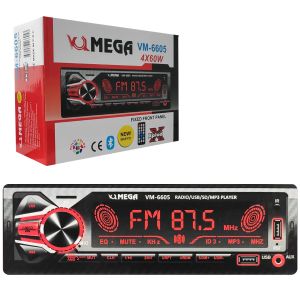 OTO TEYP 4X60W BT/2XUSB/SD/FM/AUX BÜYÜK EKRAN 7 RENKLİ MEGA VM-6605
