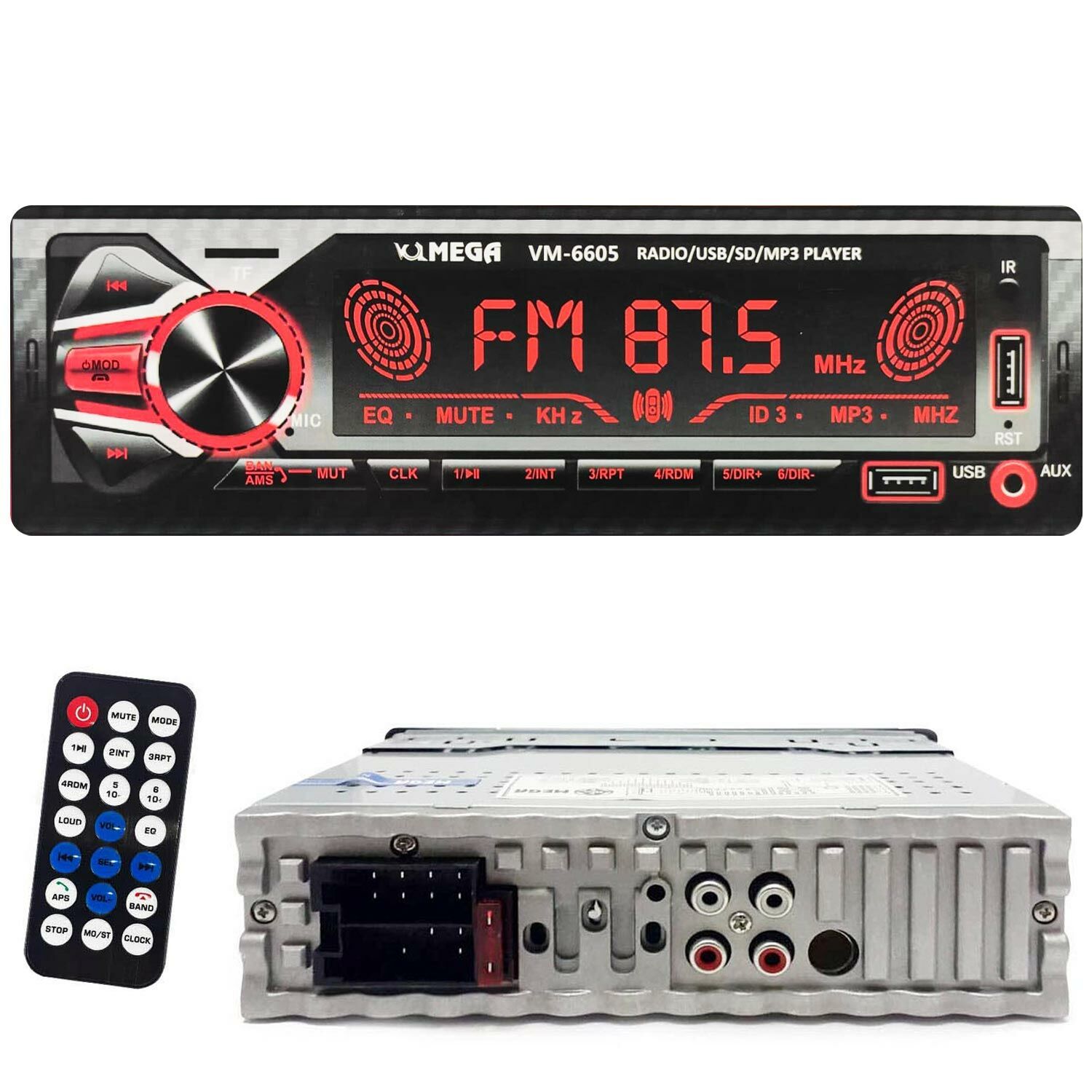 OTO TEYP 4X60W BT/2XUSB/SD/FM/AUX BÜYÜK EKRAN 7 RENKLİ MEGA VM-6605