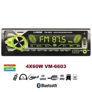 MEGA VM-6603 OTO TEYP 4X60 WATT BLUETOOTH BÜYÜK EKRAN