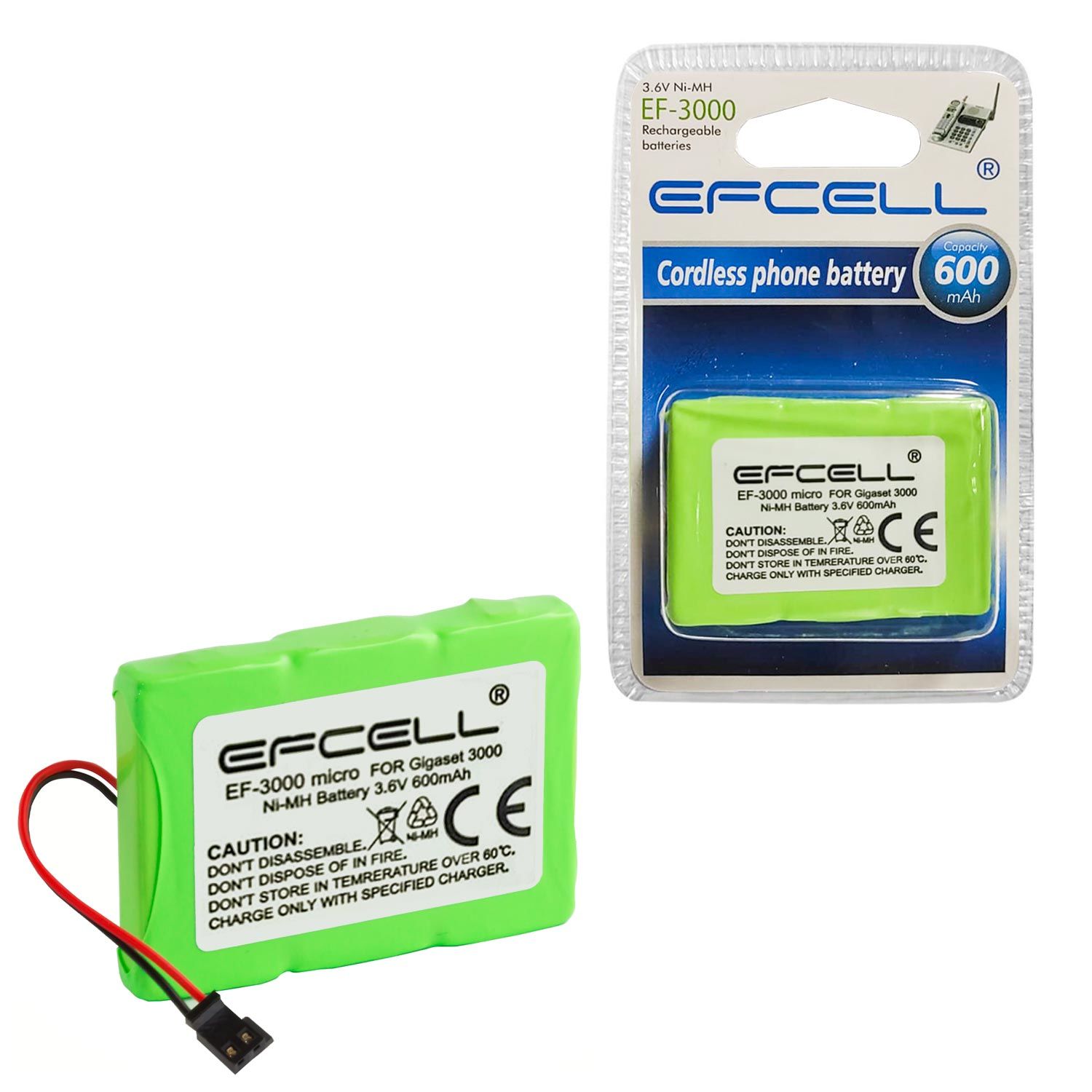 ŞARJLI TELSİZ TELEFON PİLİ 3.6V 600MAH Nİ-MH EFCELL EF-3000