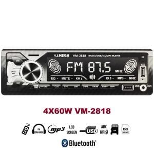 MEGA VM-2818 OTO TEYP 4X60 WATT BLUETOOTH BÜYÜK EKRAN