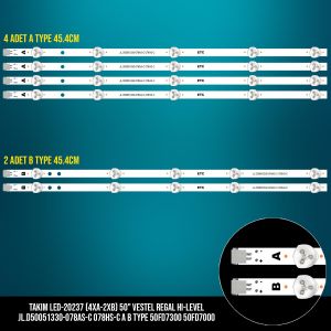 TAKIM LED-237 (4XA-2XB) 50 VESTEL REGAL HI-LEVEL JL.D50051330-078AS-C 078HS-C A B TYPE 50FD7300 50FD7000 ETC