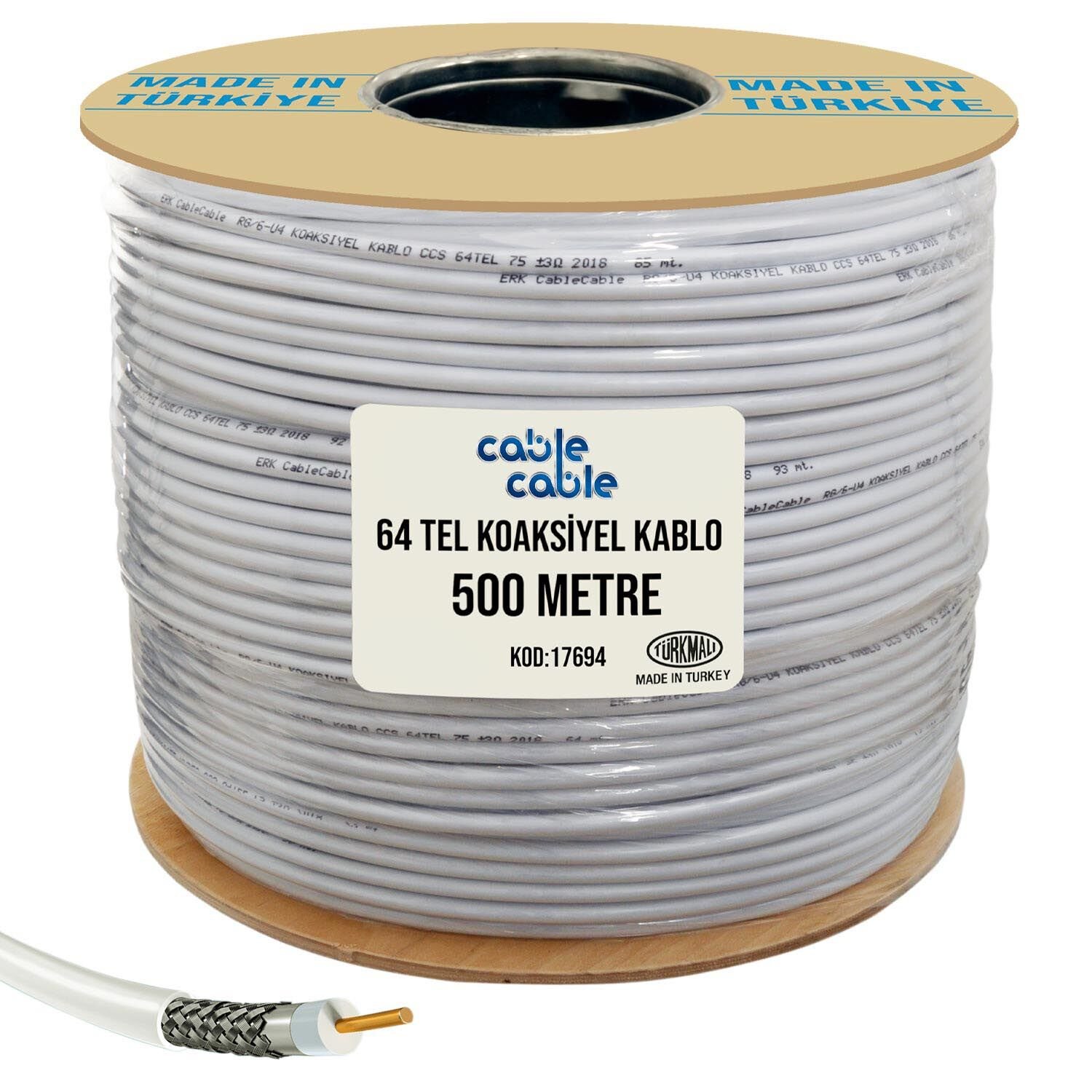 ANTEN KABLOSU RG6/U4 1.02MM 64TEL 500MT CABLECABLE