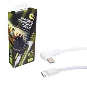 OYUNCU ŞARJ KABLO TYPE-C TO TYPE-C PD18W ÖRGÜLÜ BEYAZ 1MT POWERWAY GM-9