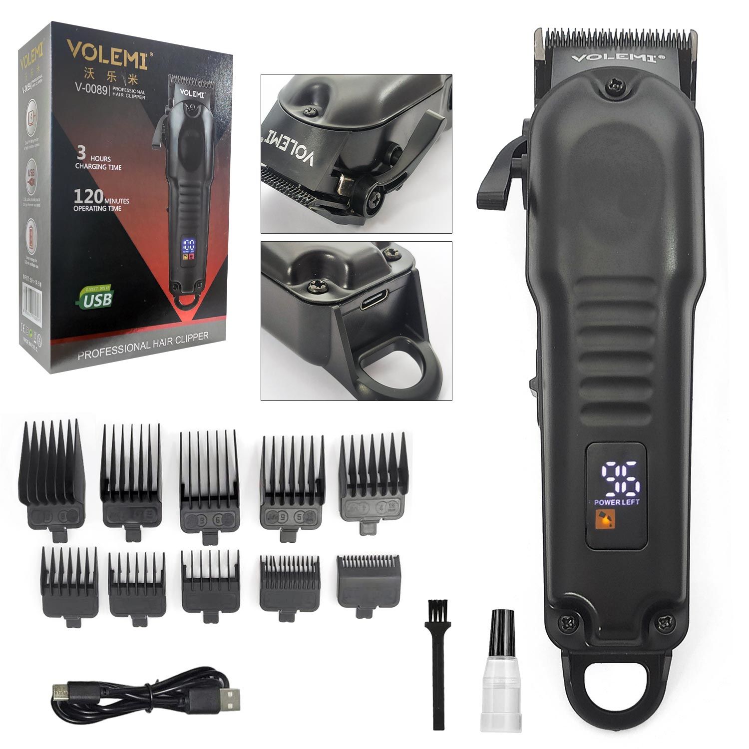 VOLEMI V-0089 Saç Sakal Tıraş Makinesi Şarjlı Lcd Ekran Professional