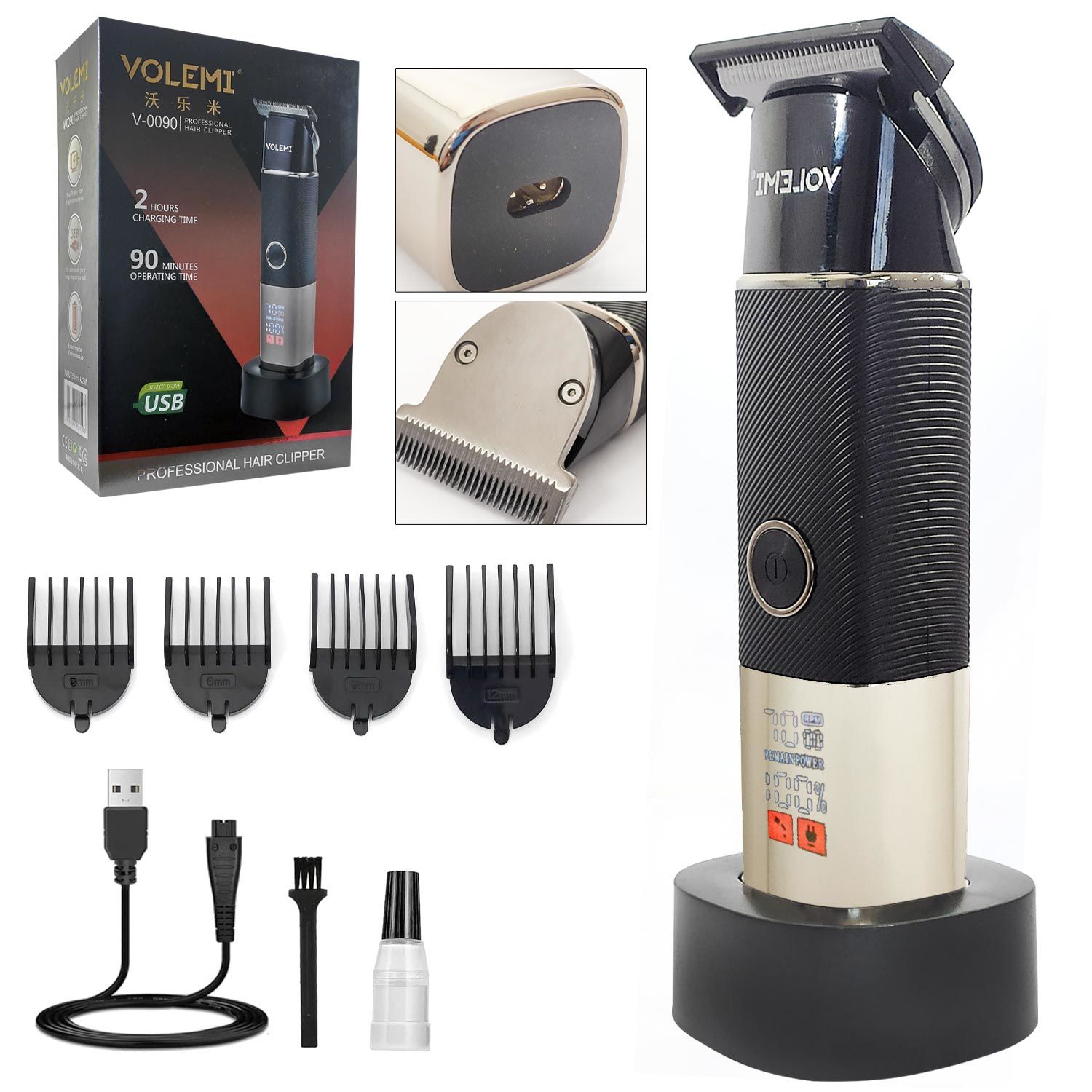 VOLEMI V-0090 Saç Sakal Tıraş Makinesi Şarjlı Lcd Ekran Professional
