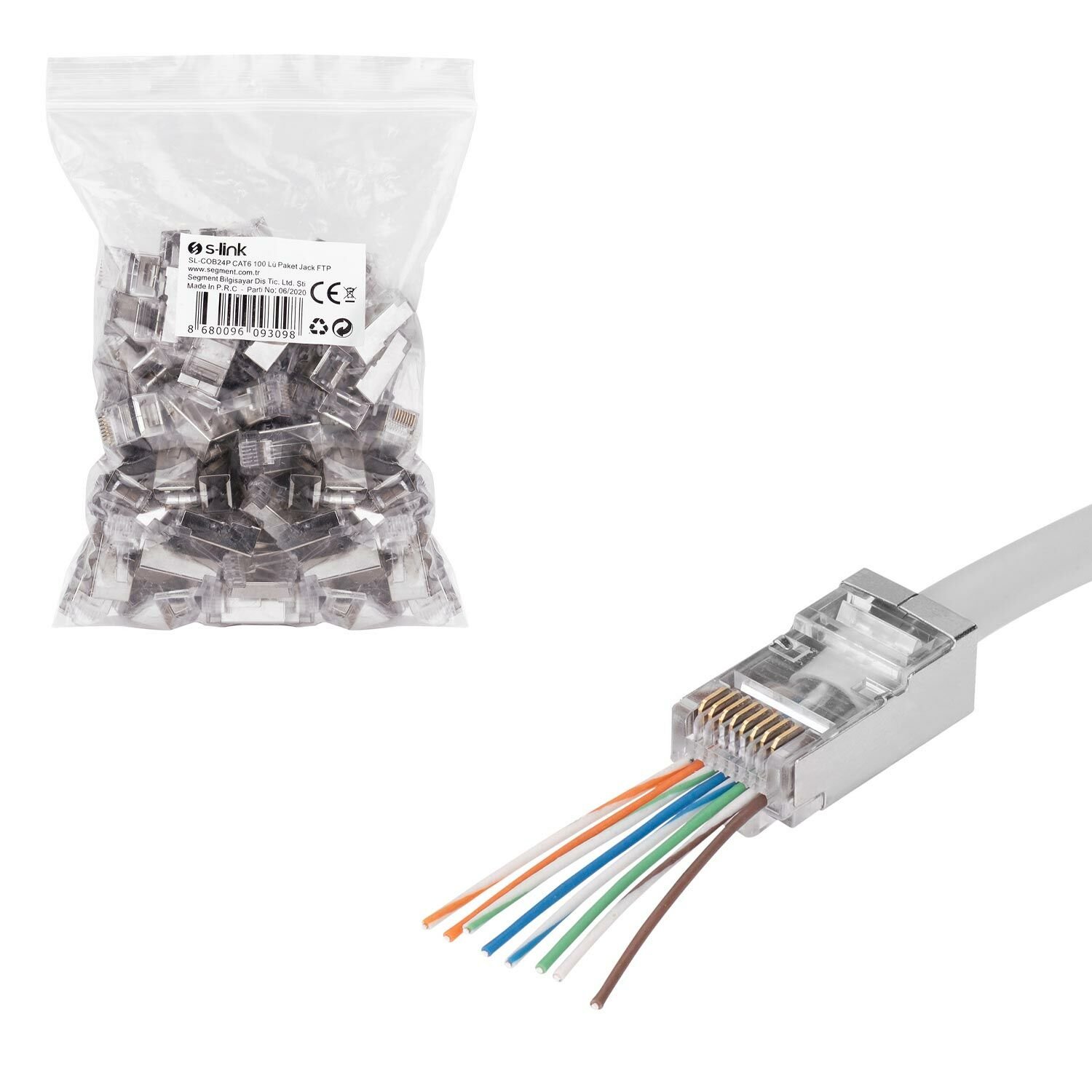 EZ RJ45 FTP SOKET METAL CAT6 (100 ADET) S-LİNK SL-COB24P