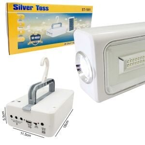 SOLAR KAMP LAMBASI ACİL DURUM IŞIĞI ŞARJLI 1W+46LED SİLVER TOSS ST-1901