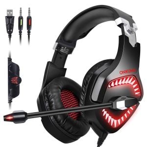 KABLOLU OYUNCU KULAK ÜSTÜ KULAKLIK MİKROFONLU 2.2MT LEDLİ ONIKUMA K-1B PRO
