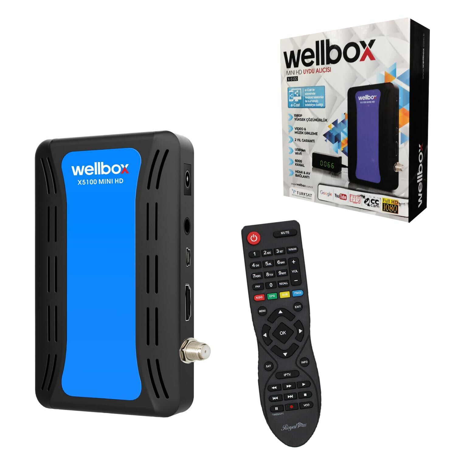 UYDU ALICI MİNİ FULL HD WIFI YOUTUBE WELLBOX X-5100