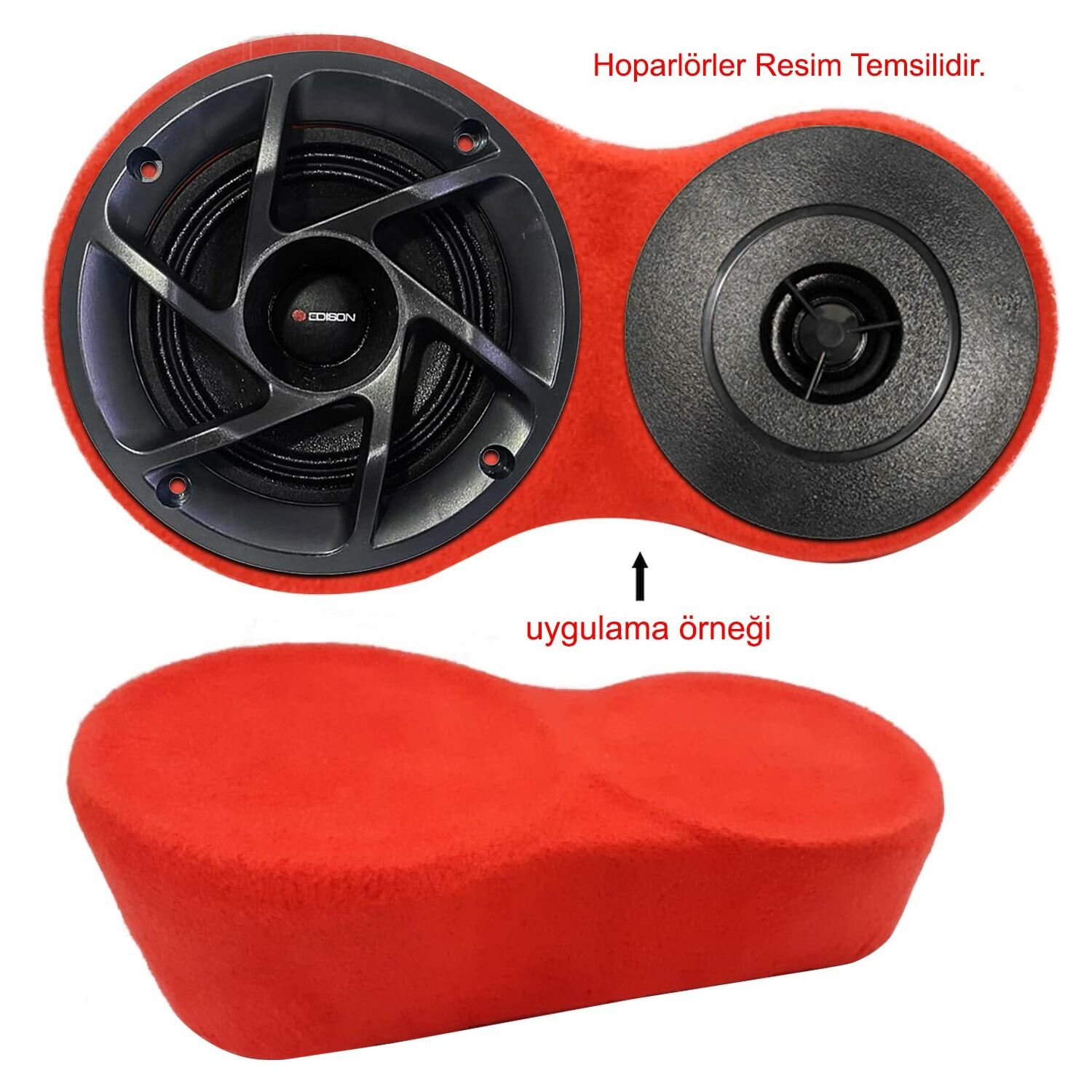 BOŞ KABİN 10CM HOPARLÖR 8CM TWEETER YUVALI SET YÜKSELTME 2 ADET KIRMIZI