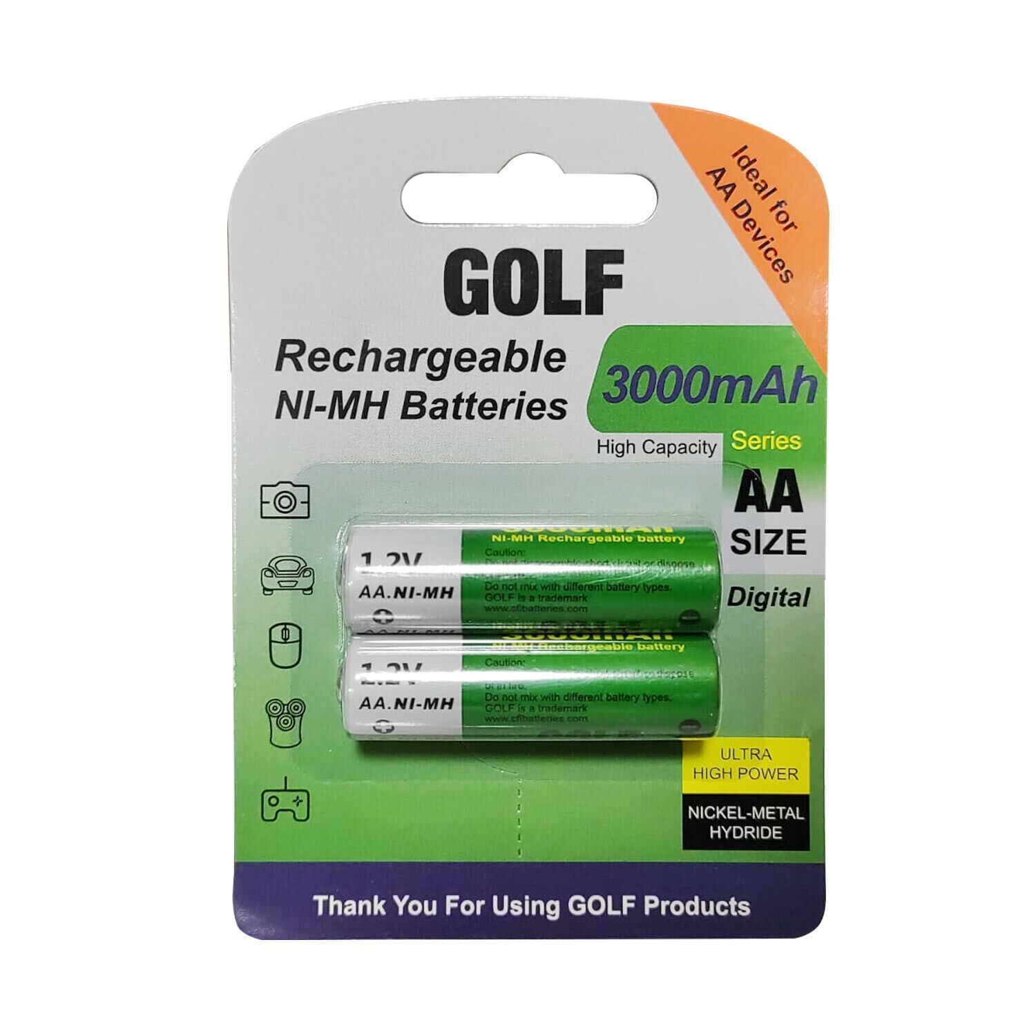 ŞARJLI PİL AA KALEM 3000MAH 3000 SERIES NI-MH (2 ADET) GOLF