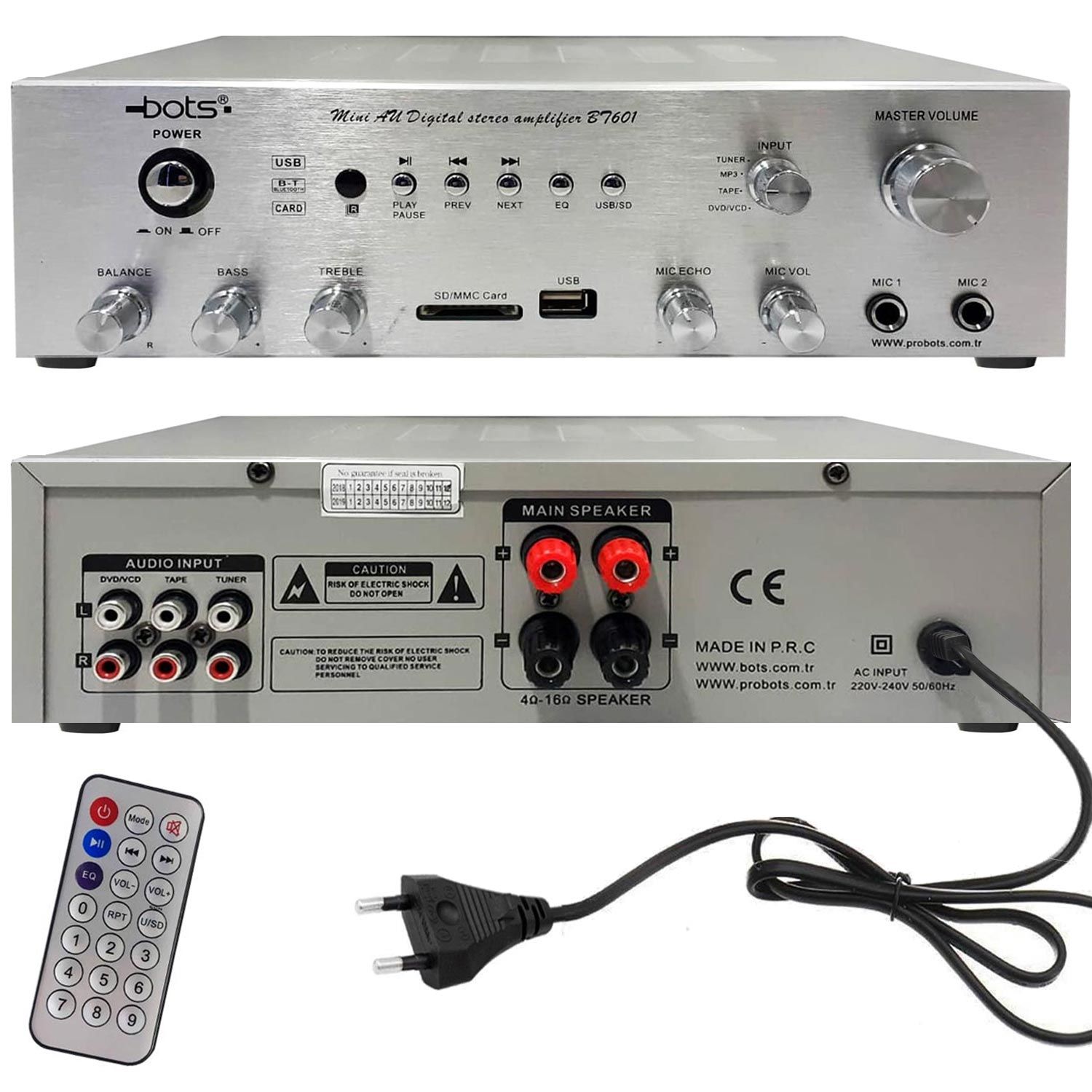 ANFİ 80W STEREO BLUETOOTH USB/SD 220V BOTS BT-601