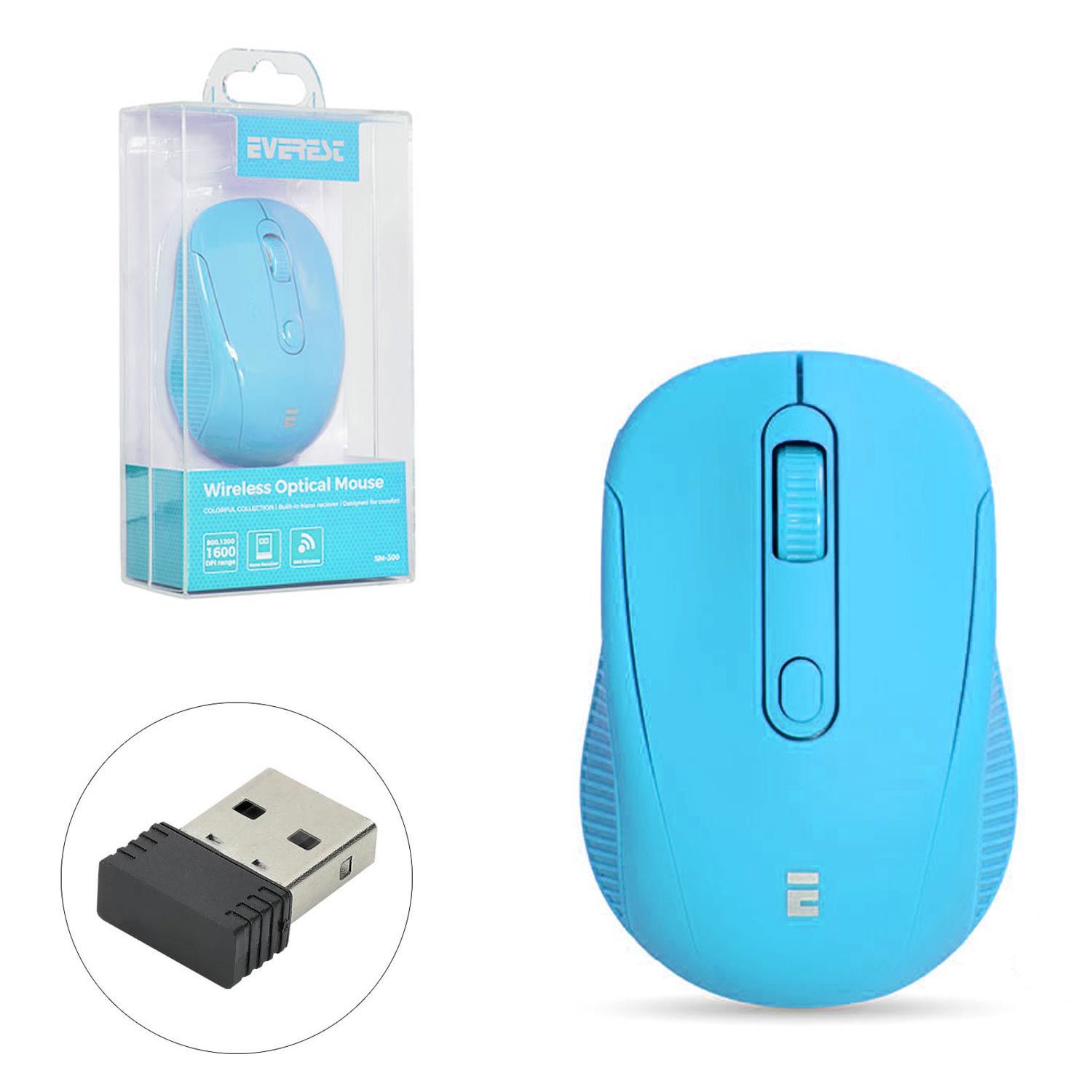 KABLOSUZ MOUSE 2.4GHZ 1600DPI MAVİ EVEREST SM-300