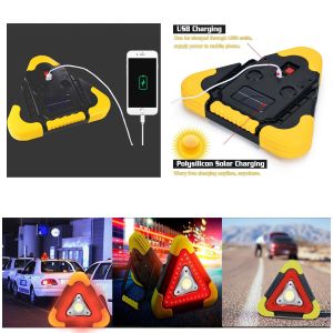 SOLAR ÜÇGEN ACİL DURUM YOL UYARISI ŞARJLI COB+LED GOLD ORION OR-6609