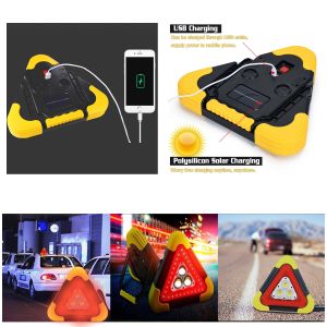 SOLAR ÜÇGEN ACİL DURUM YOL UYARISI ŞARJLI COB+LED GOLD ORION OR-7709