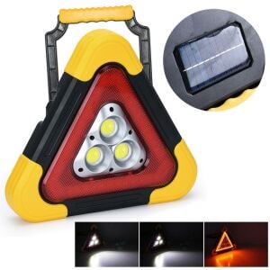 SOLAR ÜÇGEN ACİL DURUM YOL UYARISI ŞARJLI COB+LED GOLD ORION OR-7709
