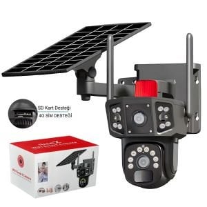 RADEX RX-36S4G Solar Smart Güvenlik Kamerası 4G Sim 2 Kameralı 3+3mp Wi-Fi Ptz Renkli Gece Görüş Dış Mekan