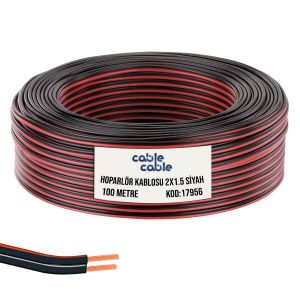 CABLECABLE Hoparlör Kablosu Kordon 2x1.5 Siyah 100 Metre